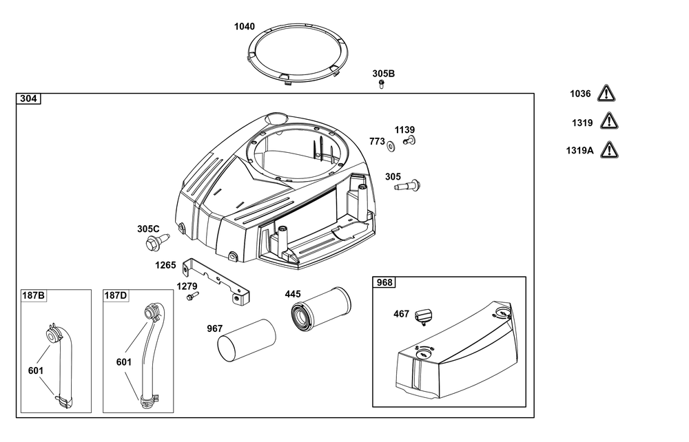 Blower Housing Group Diagram and Parts List for 33S877-0012-B5 200000 - 399999 Briggs and Stratton Engine